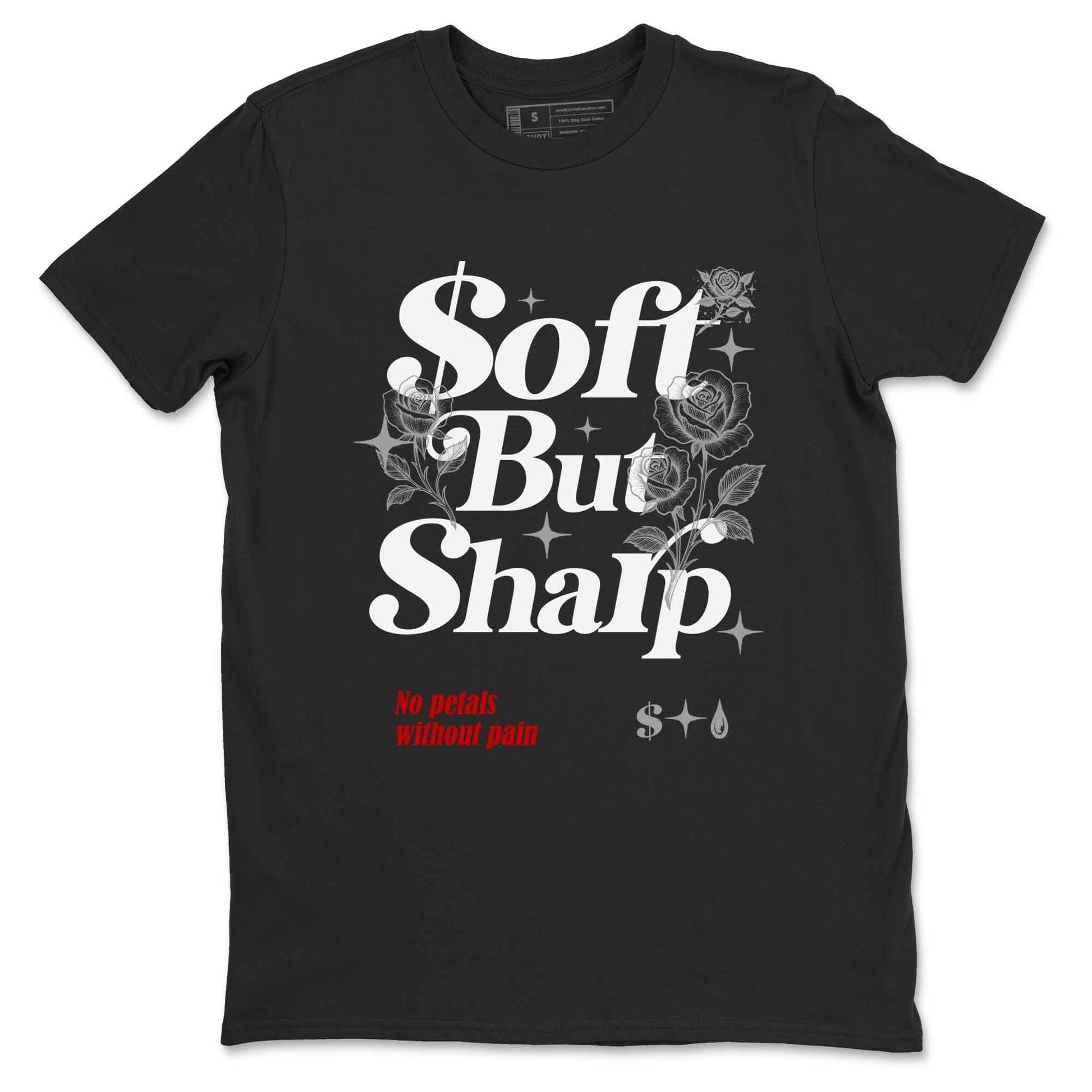 Soft But Sharp sneaker match t-shirt styled to complete your fit with the Air Jordan 4 White Cement sneakers, shown in Black 2.