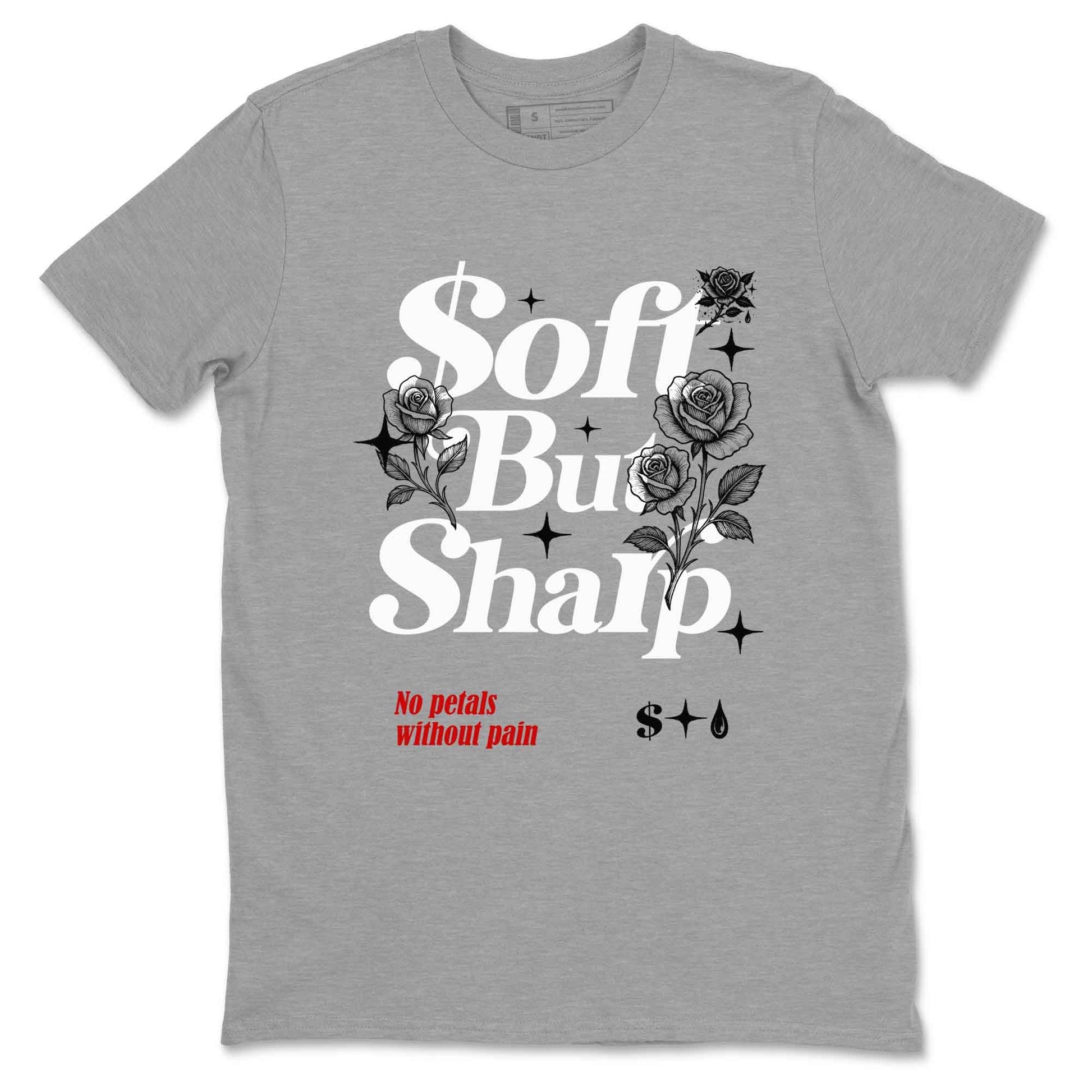 Soft But Sharp sneaker match t-shirt styled to complete your fit with the Air Jordan 4 White Cement sneakers, shown in Heather Grey 2.