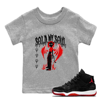 11s Bred Velvet shirts to match jordans Sold My Soul sneaker match tees Air Jordan 11 Retro Bred Velvet match shoes to clothes SNRT Sneaker Tees Youth Baby Heather Grey 1 tee