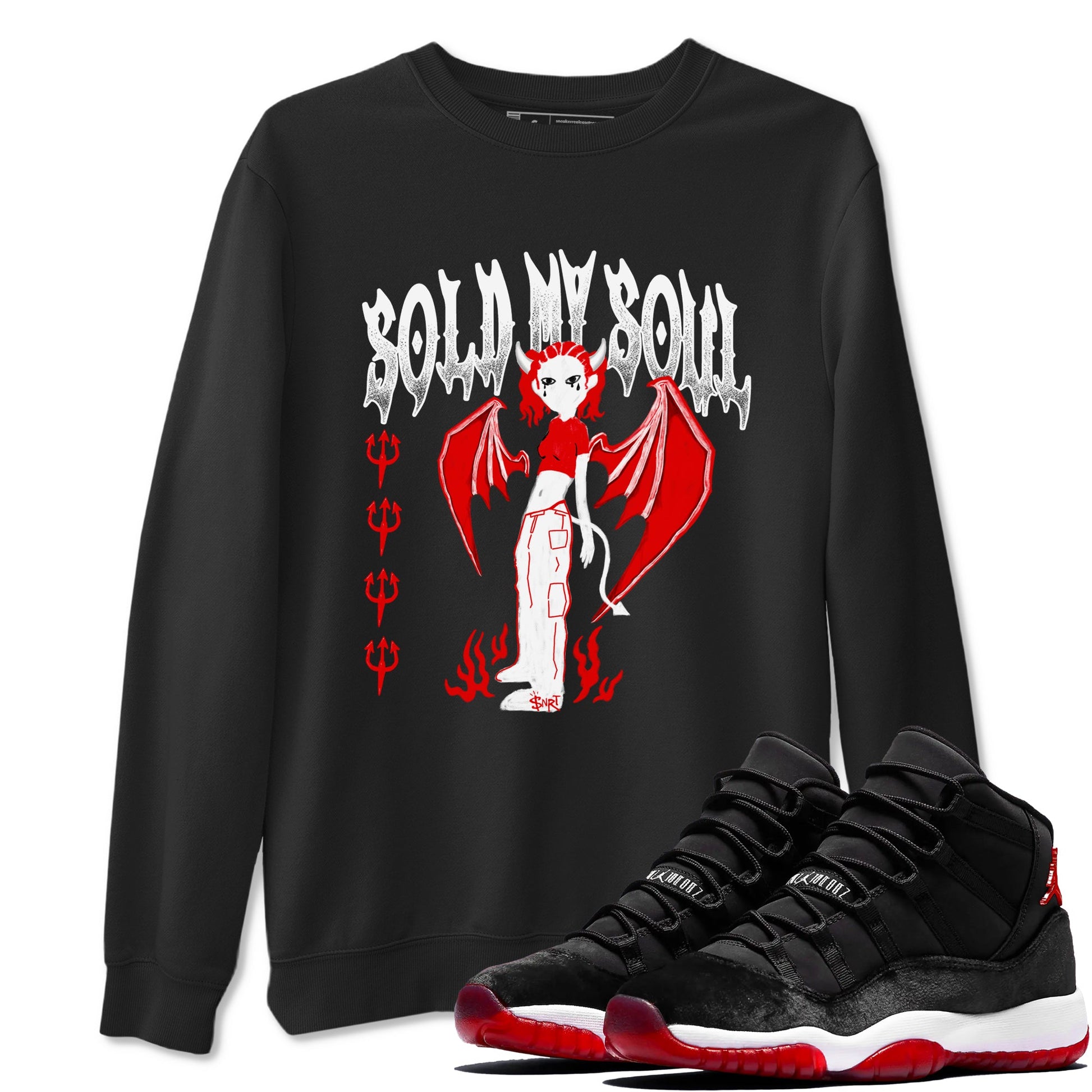 11s Bred Velvet shirts to match jordans Sold My Soul sneaker match tees Air Jordan 11 Retro Bred Velvet match shoes to clothes SNRT Sneaker Tees unisex cotton Black 1 shirts