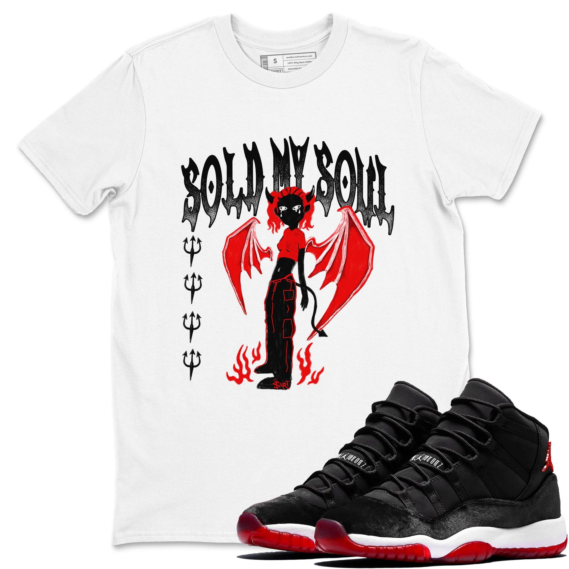 11s Bred Velvet shirts to match jordans Sold My Soul sneaker match tees Air Jordan 11 Retro Bred Velvet match shoes to clothes SNRT Sneaker Tees unisex cotton White 1 shirts