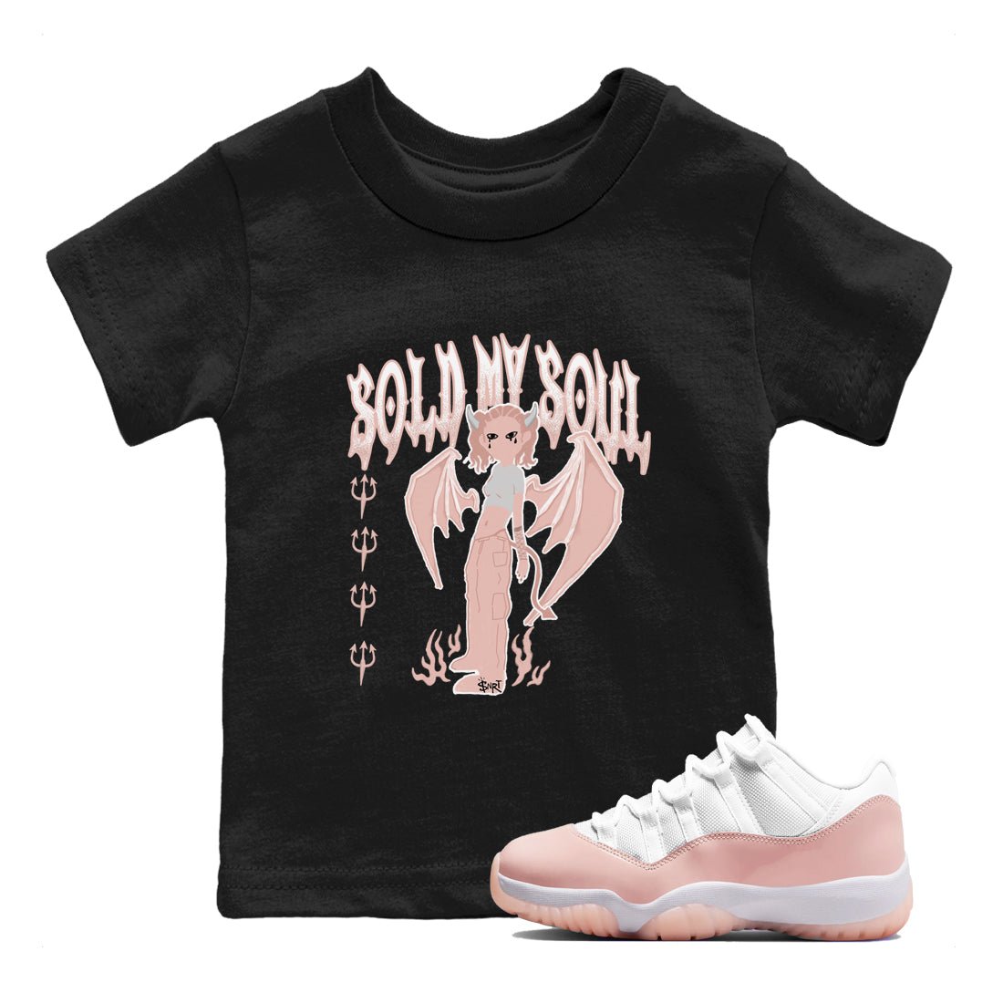 11s Legend Pink shirt to match jordans Sold My Soul sneaker tees Air Jordan 11 Legend Pink SNRT sneaker release tees baby toddler Black 1 cotton Shirt
