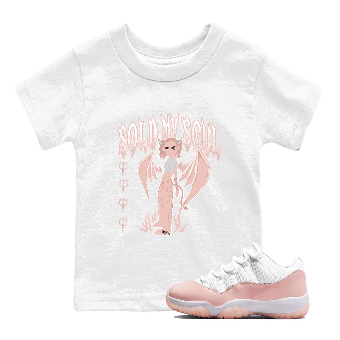 11s Legend Pink shirt to match jordans Sold My Soul sneaker tees Air Jordan 11 Legend Pink SNRT sneaker release tees baby toddler White 1 cotton Shirt