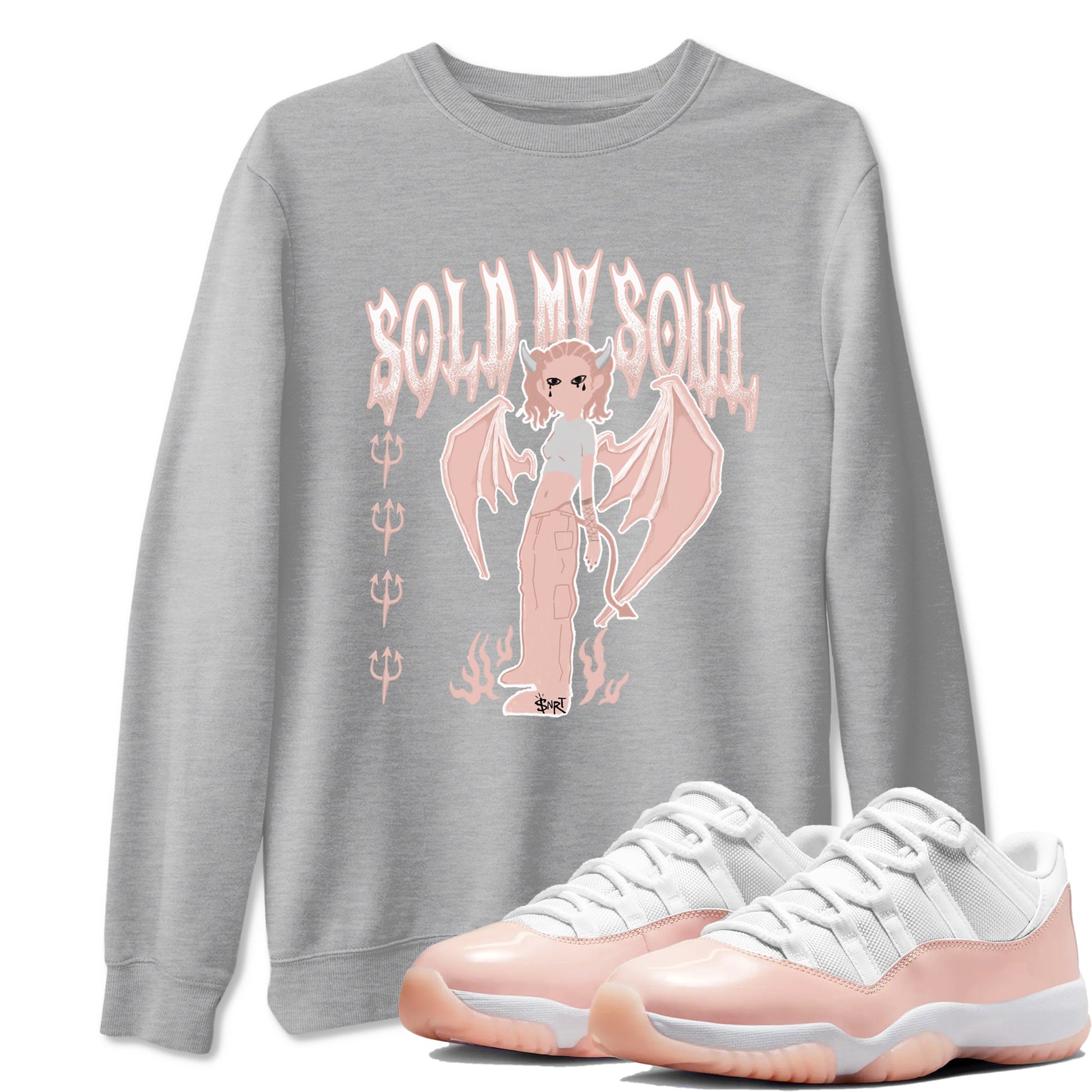 11s Legend Pink shirt to match jordans Sold My Soul sneaker tees Air Jordan 11 Legend Pink SNRT Sneaker Release Tees unisex cotton Heather Grey 1 crew neck shirt