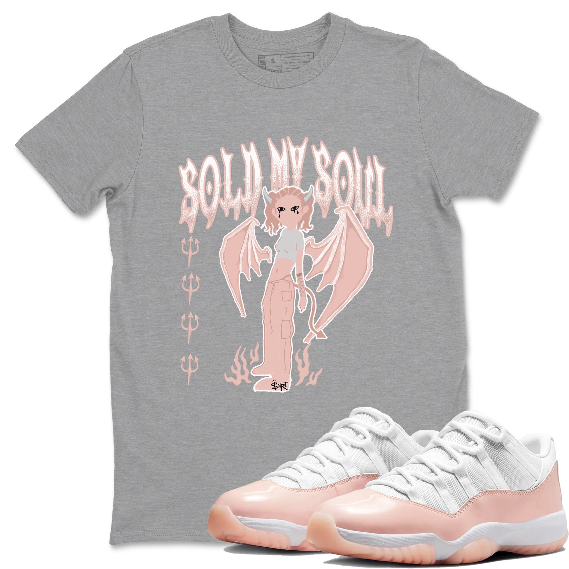 11s Legend Pink shirt to match jordans Sold My Soul sneaker tees Air Jordan 11 Legend Pink SNRT Sneaker Release Tees unisex cotton Heather Grey 1 crew neck shirt