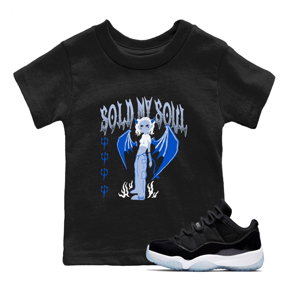 Air Jordan 11 Low Space shirt to match jordans Sold My Soul sneaker tees Air Jordan 11 Low Space SNRT sneaker release tees baby toddler Black 1 cotton Shirt