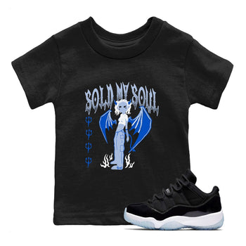 Air Jordan 11 Low Space shirt to match jordans Sold My Soul sneaker tees Air Jordan 11 Low Space SNRT sneaker release tees baby toddler Black 1 cotton Shirt