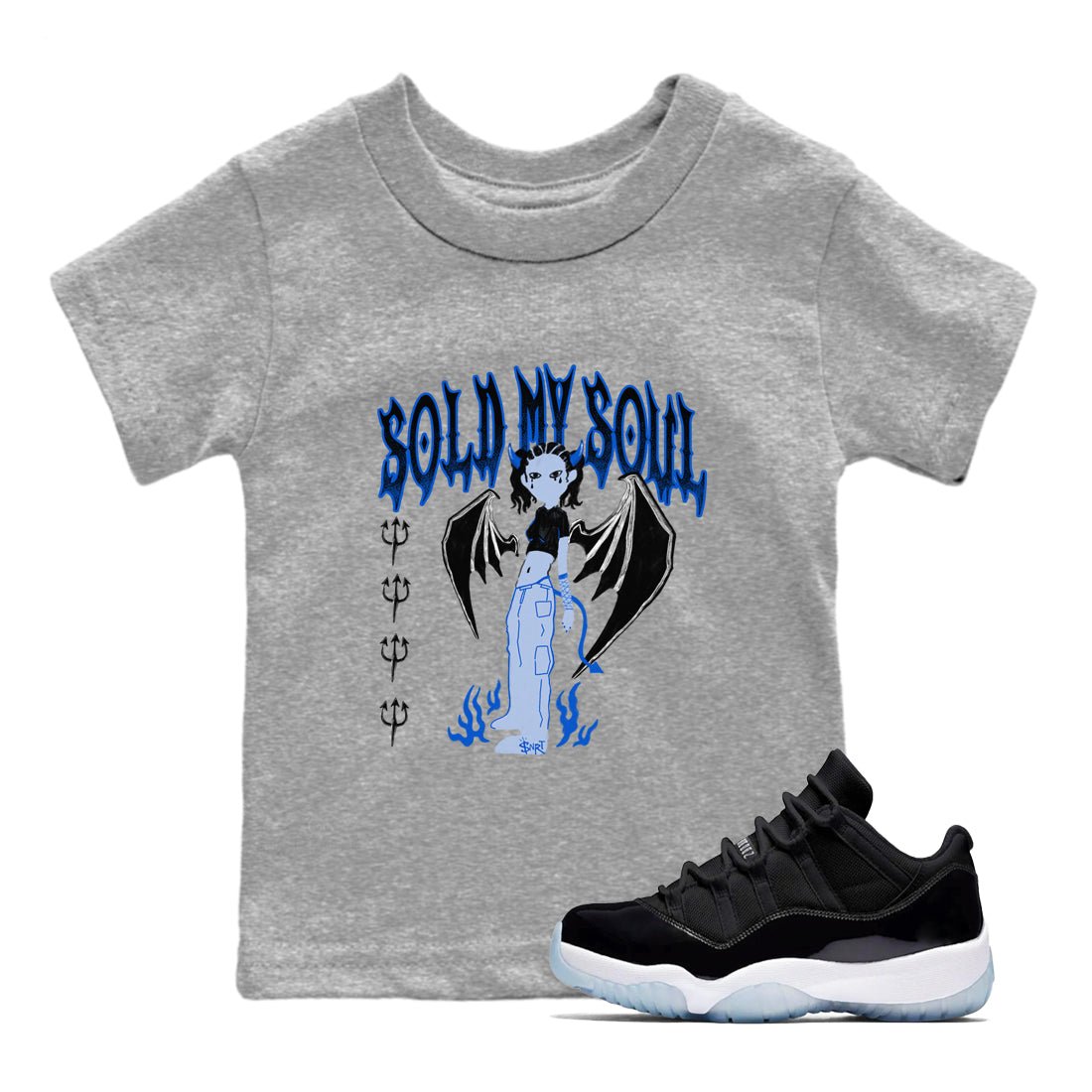 Air Jordan 11 Low Space shirt to match jordans Sold My Soul sneaker tees Air Jordan 11 Low Space SNRT sneaker release tees baby toddler Heather Grey 1 cotton Shirt
