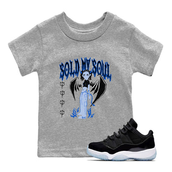 Air Jordan 11 Low Space shirt to match jordans Sold My Soul sneaker tees Air Jordan 11 Low Space SNRT sneaker release tees baby toddler Heather Grey 1 cotton Shirt