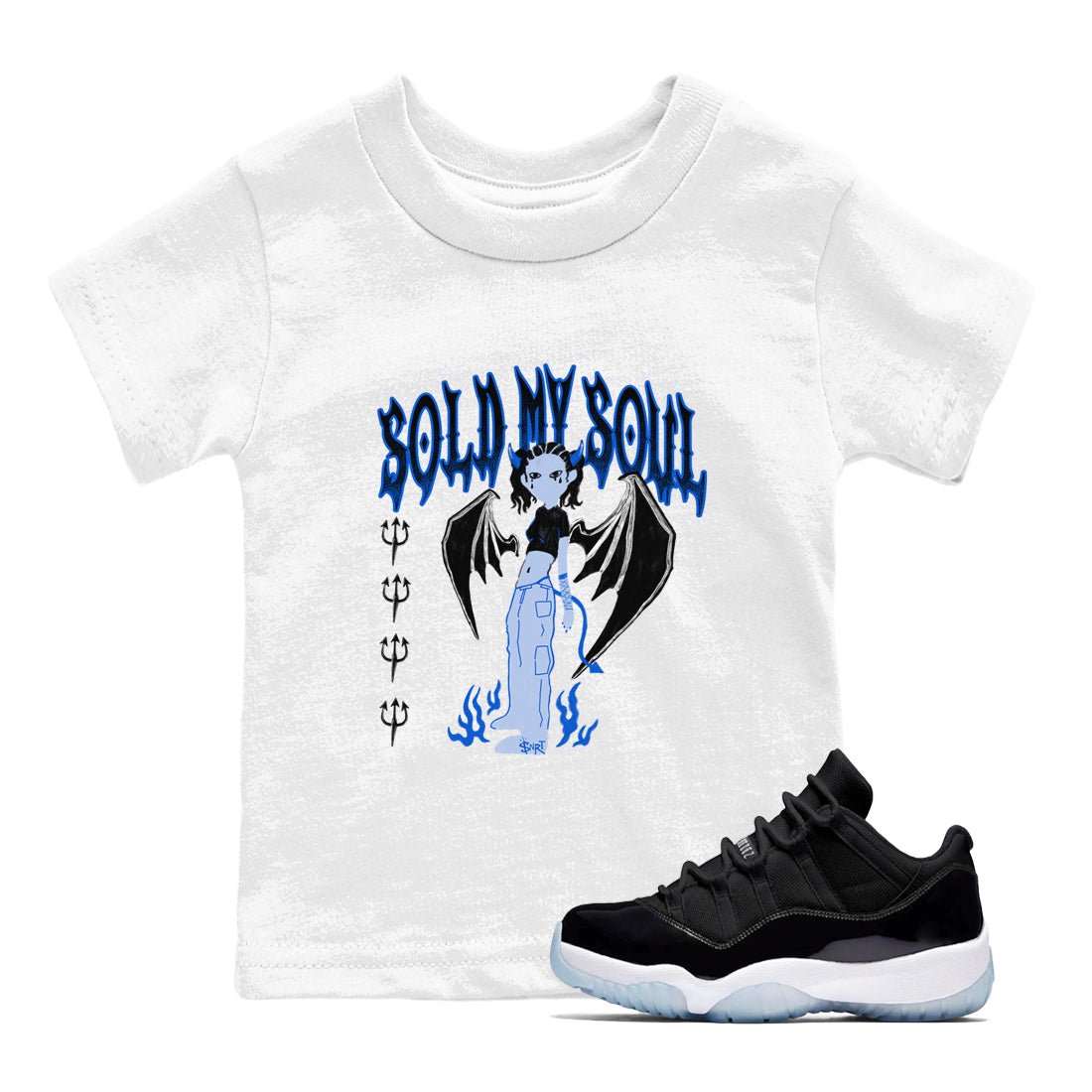 Air Jordan 11 Low Space shirt to match jordans Sold My Soul sneaker tees Air Jordan 11 Low Space SNRT sneaker release tees baby toddler White 1 cotton Shirt
