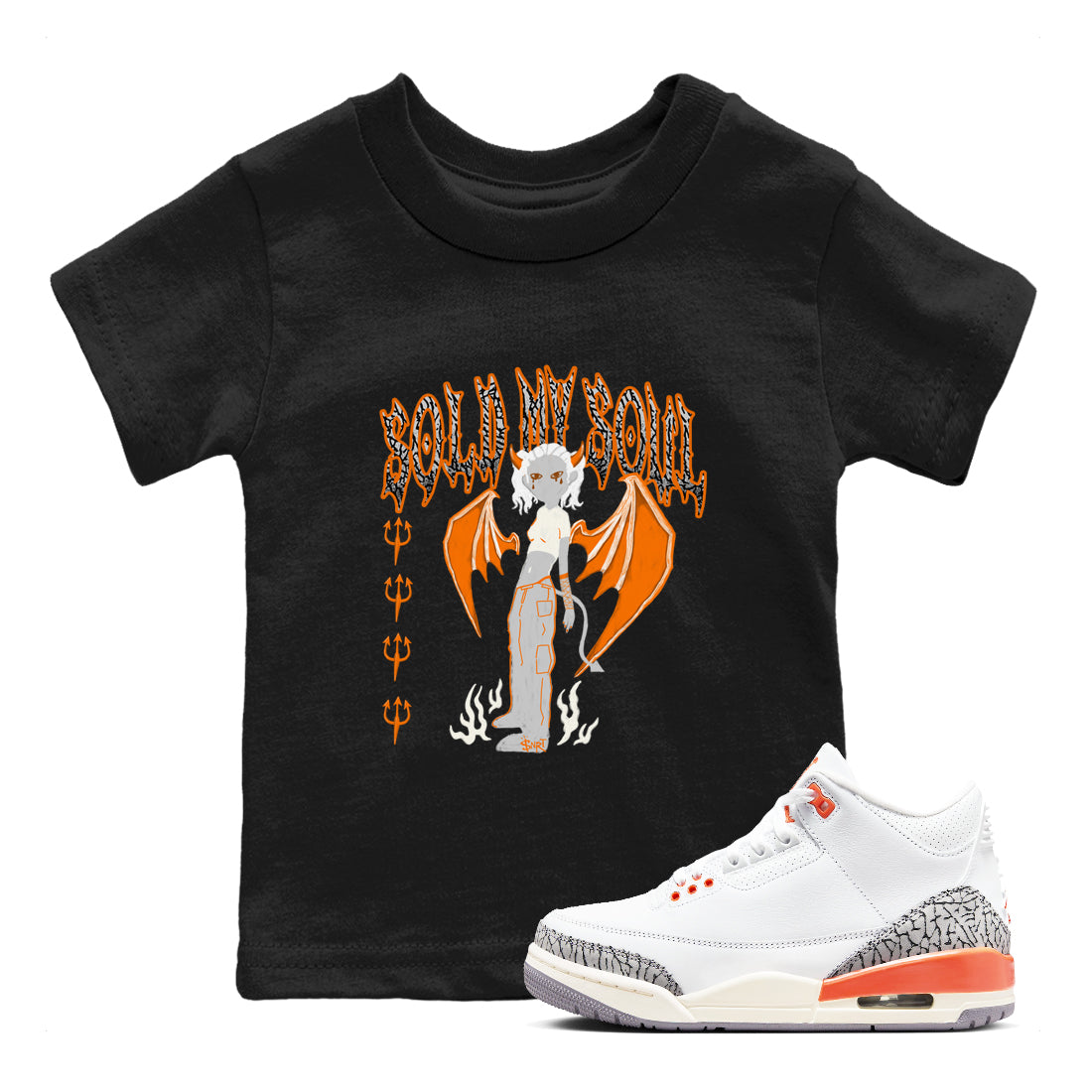 3s Georgia Peach shirt to match jordans Sold My Soul sneaker tees Air Jordan 3 Georgia Peach SNRT sneaker release tees baby toddler Black 1 cotton Shirt