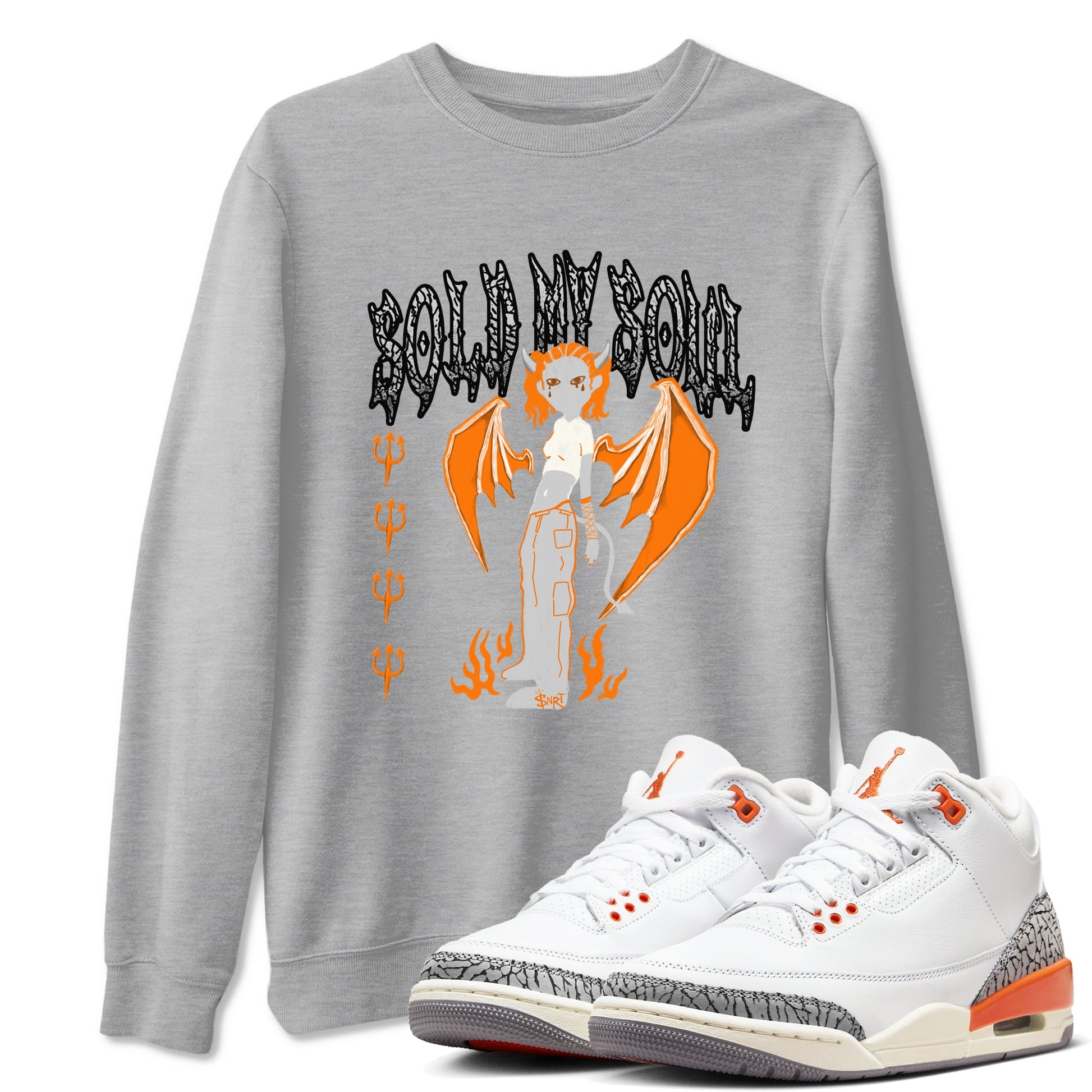 3s Georgia Peach shirt to match jordans Sold My Soul sneaker tees Air Jordan 3 Georgia Peach SNRT Sneaker Release Tees unisex cotton Heather Grey 1 crew neck shirt