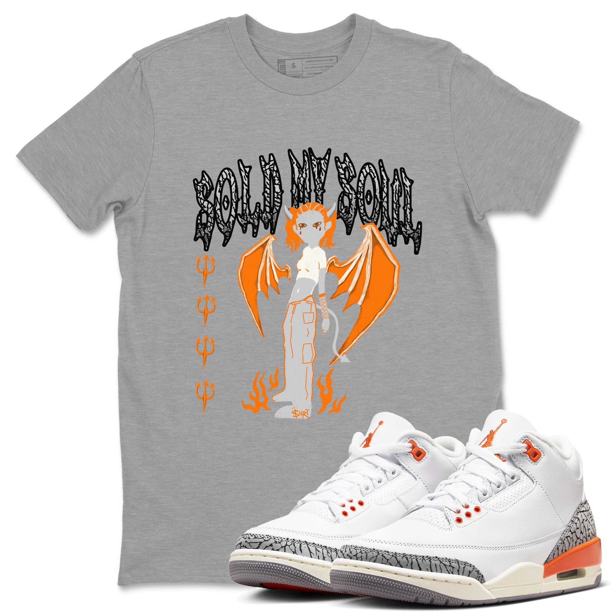 3s Georgia Peach shirt to match jordans Sold My Soul sneaker tees Air Jordan 3 Georgia Peach SNRT Sneaker Release Tees unisex cotton Heather Grey 1 crew neck shirt
