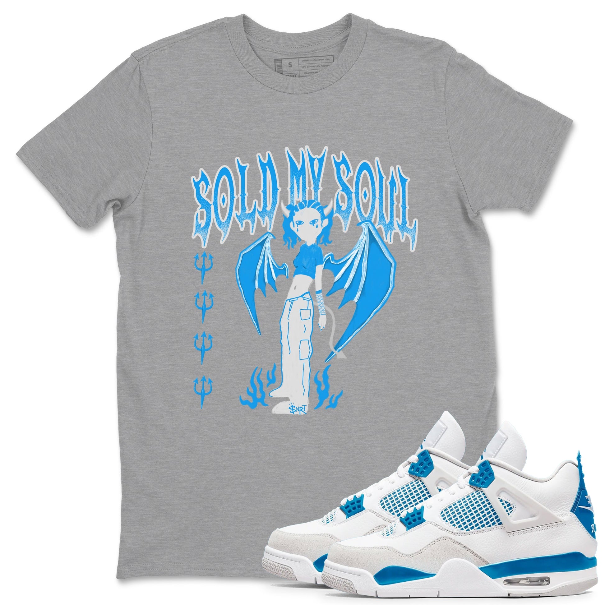 Air Jordan 4 Military Blue shirt to match jordans Sold My Soul sneaker tees Air Jordan 4 Military Blue SNRT Sneaker Release Tees unisex cotton Heather Grey 1 crew neck shirt