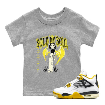 4s Vivid Sulfur shirt to match jordans Sold My Soul sneaker tees Air Jordan 4 Vivid Sulfur SNRT sneaker release tees baby toddler Heather Grey 1 cotton Shirt