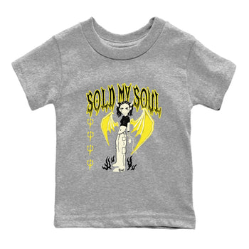 4s Vivid Sulfur shirt to match jordans Sold My Soul sneaker tees Air Jordan 4 Vivid Sulfur SNRT sneaker release tees baby toddler Heather Grey 2 cotton Shirt