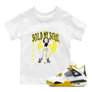 4s Vivid Sulfur shirt to match jordans Sold My Soul sneaker tees Air Jordan 4 Vivid Sulfur SNRT sneaker release tees baby toddler White 1 cotton Shirt