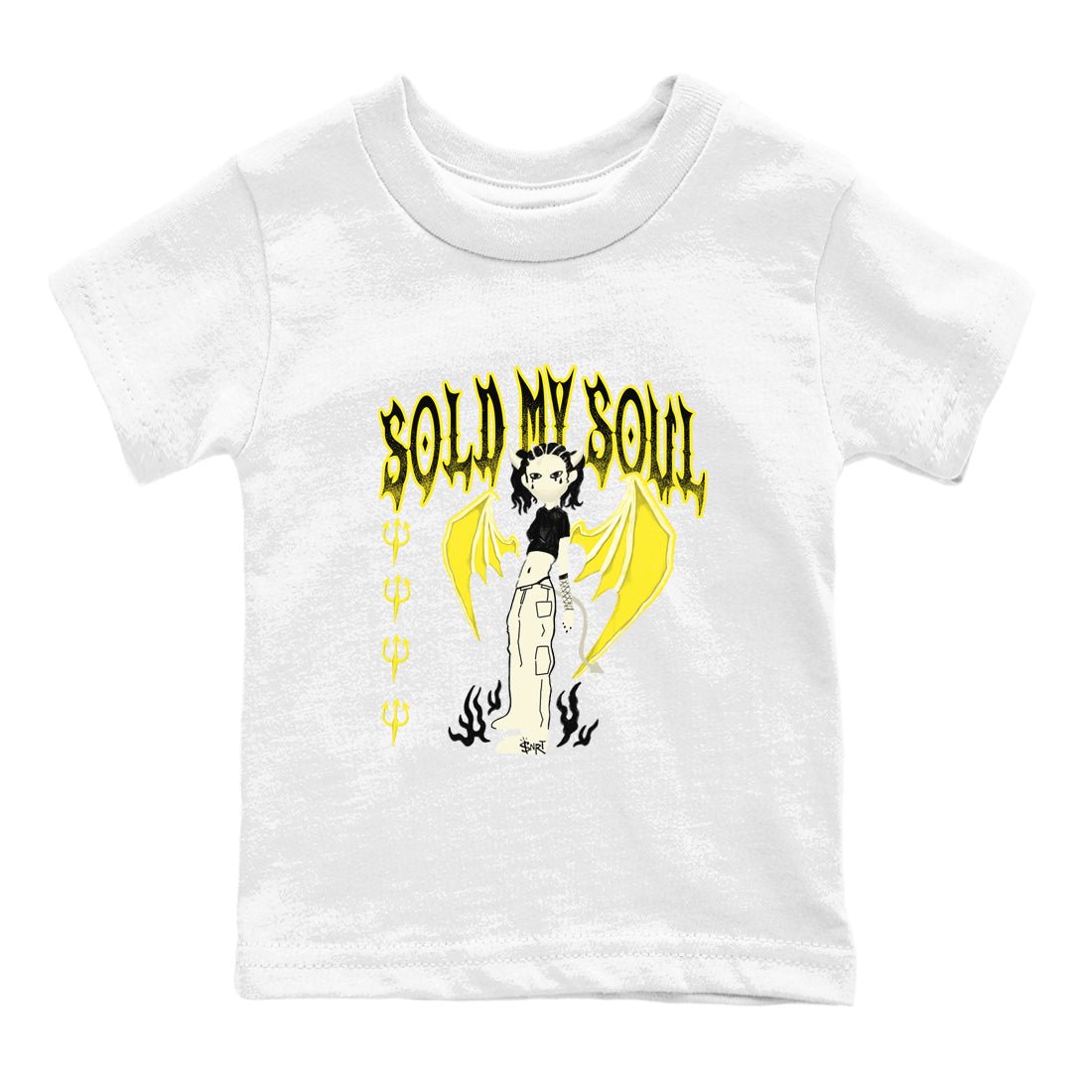 4s Vivid Sulfur shirt to match jordans Sold My Soul sneaker tees Air Jordan 4 Vivid Sulfur SNRT sneaker release tees baby toddler White 2 cotton Shirt
