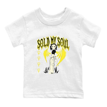 4s Vivid Sulfur shirt to match jordans Sold My Soul sneaker tees Air Jordan 4 Vivid Sulfur SNRT sneaker release tees baby toddler White 2 cotton Shirt