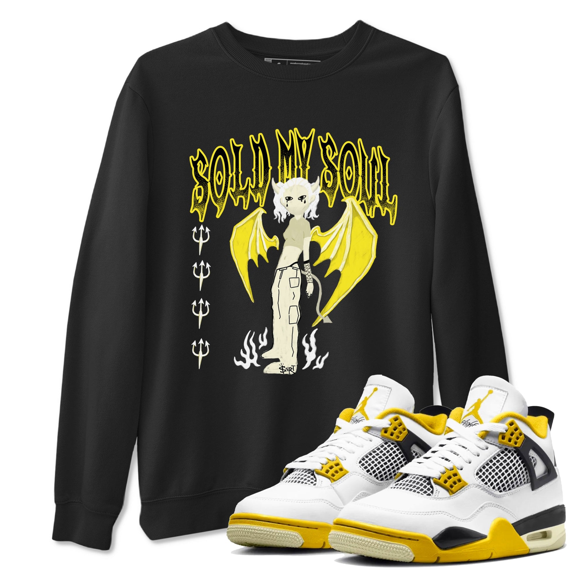 4s Vivid Sulfur shirt to match jordans Sold My Soul sneaker tees Air Jordan 4 Vivid Sulfur SNRT Sneaker Release Tees unisex cotton Black 1 crew neck shirt