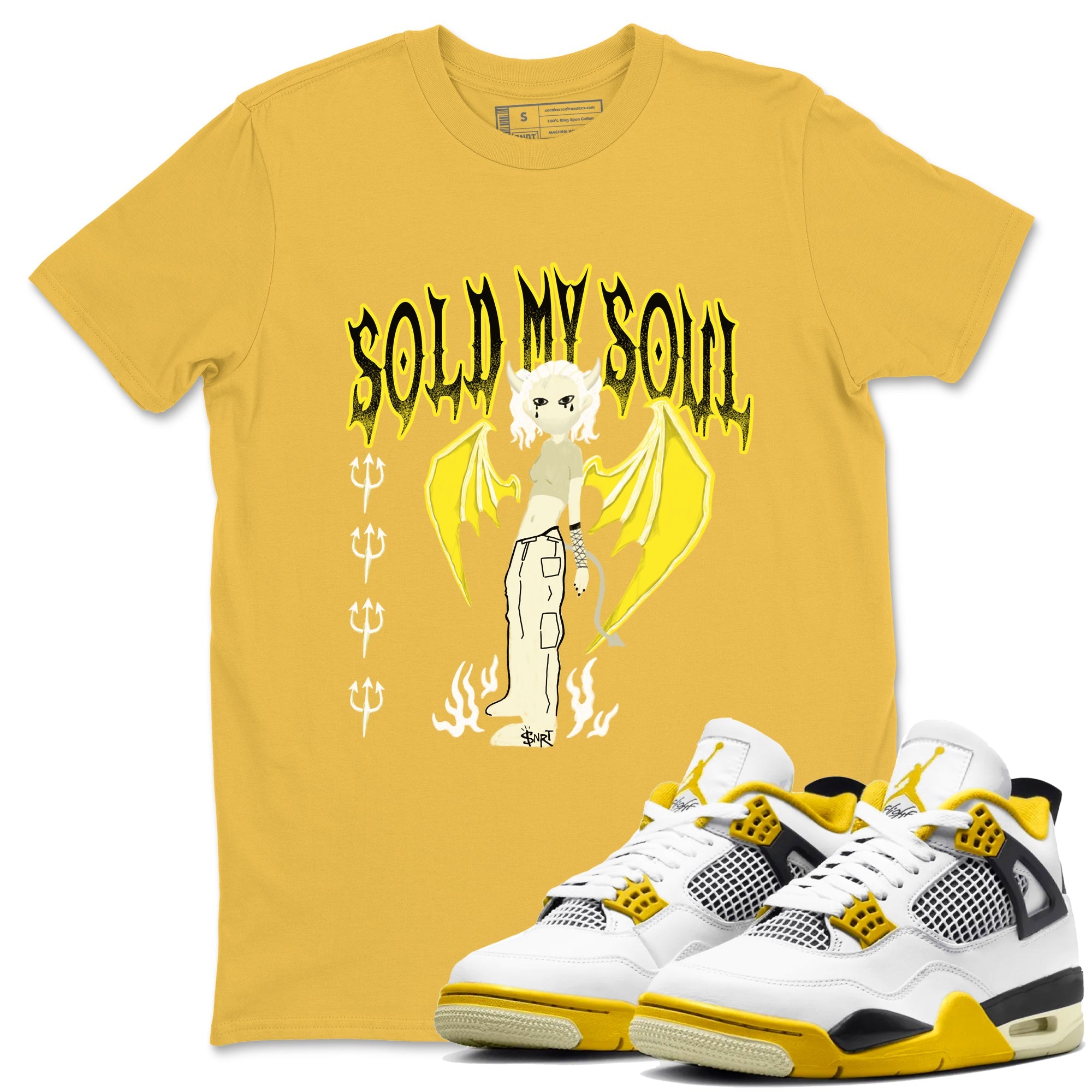 4s Vivid Sulfur shirt to match jordans Sold My Soul sneaker tees Air Jordan 4 Vivid Sulfur SNRT Sneaker Release Tees unisex cotton Daisy 1 crew neck shirt