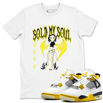 4s Vivid Sulfur shirt to match jordans Sold My Soul sneaker tees Air Jordan 4 Vivid Sulfur SNRT Sneaker Release Tees unisex cotton White 1 crew neck shirt
