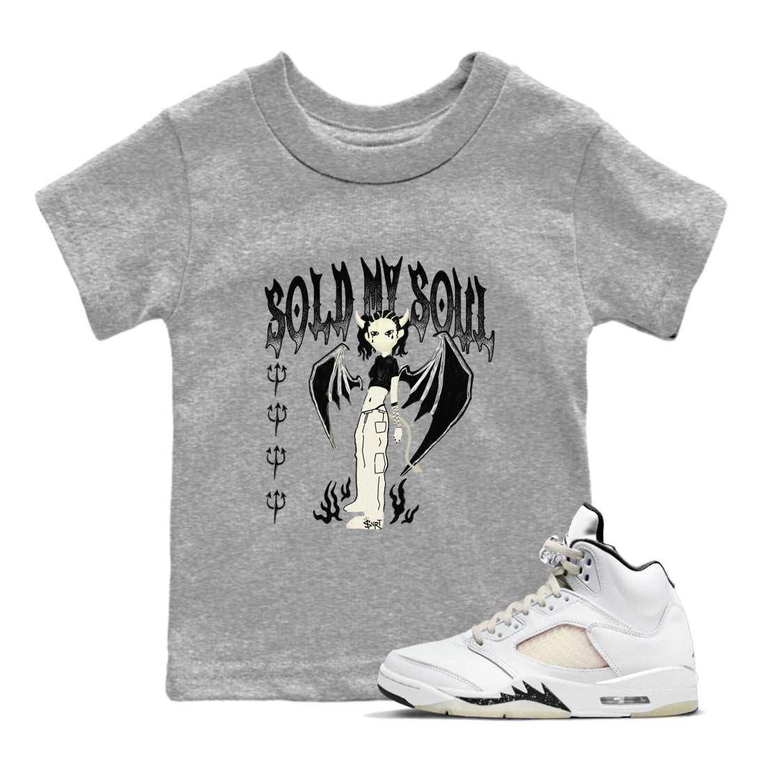 5s Sail shirt to match jordans Sold My Soul sneaker tees Air Jordan 5 Sail SNRT sneaker release tees baby toddler Heather Grey 1 cotton Shirt