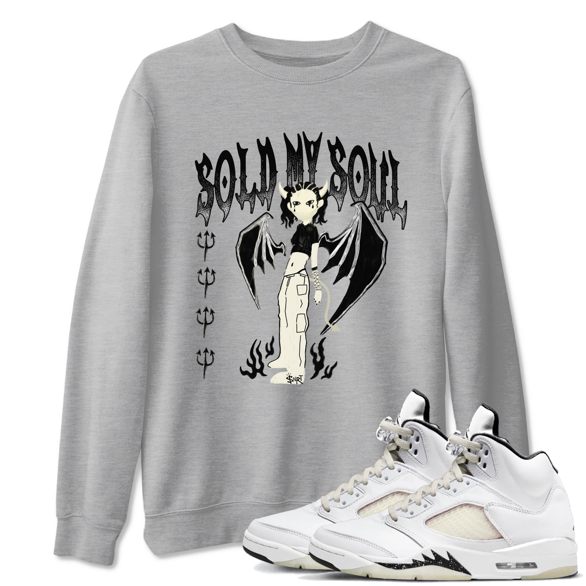 5s Sail shirt to match jordans Sold My Soul sneaker tees Air Jordan 5 Sail SNRT Sneaker Release Tees unisex cotton Heather Grey 1 crew neck shirt