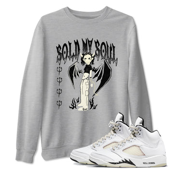 5s Sail shirt to match jordans Sold My Soul sneaker tees Air Jordan 5 Sail SNRT Sneaker Release Tees unisex cotton Heather Grey 1 crew neck shirt