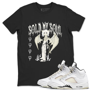 5s Sail shirt to match jordans Sold My Soul sneaker tees Air Jordan 5 Sail SNRT Sneaker Release Tees unisex cotton Black 1 crew neck shirt