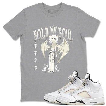 5s Sail shirt to match jordans Sold My Soul sneaker tees Air Jordan 5 Sail SNRT Sneaker Release Tees unisex cotton Heather Grey 1 crew neck shirt