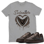 1s Travis Scott Velvet Brown shirts to match jordans Solemate best t shirts to wear with jordans Travis Scott x Air Jordan 1 Low OG Velvet Brown match shoes to clothes SNRT Sneaker Tees unisex cotton Heather Grey 1 shirts