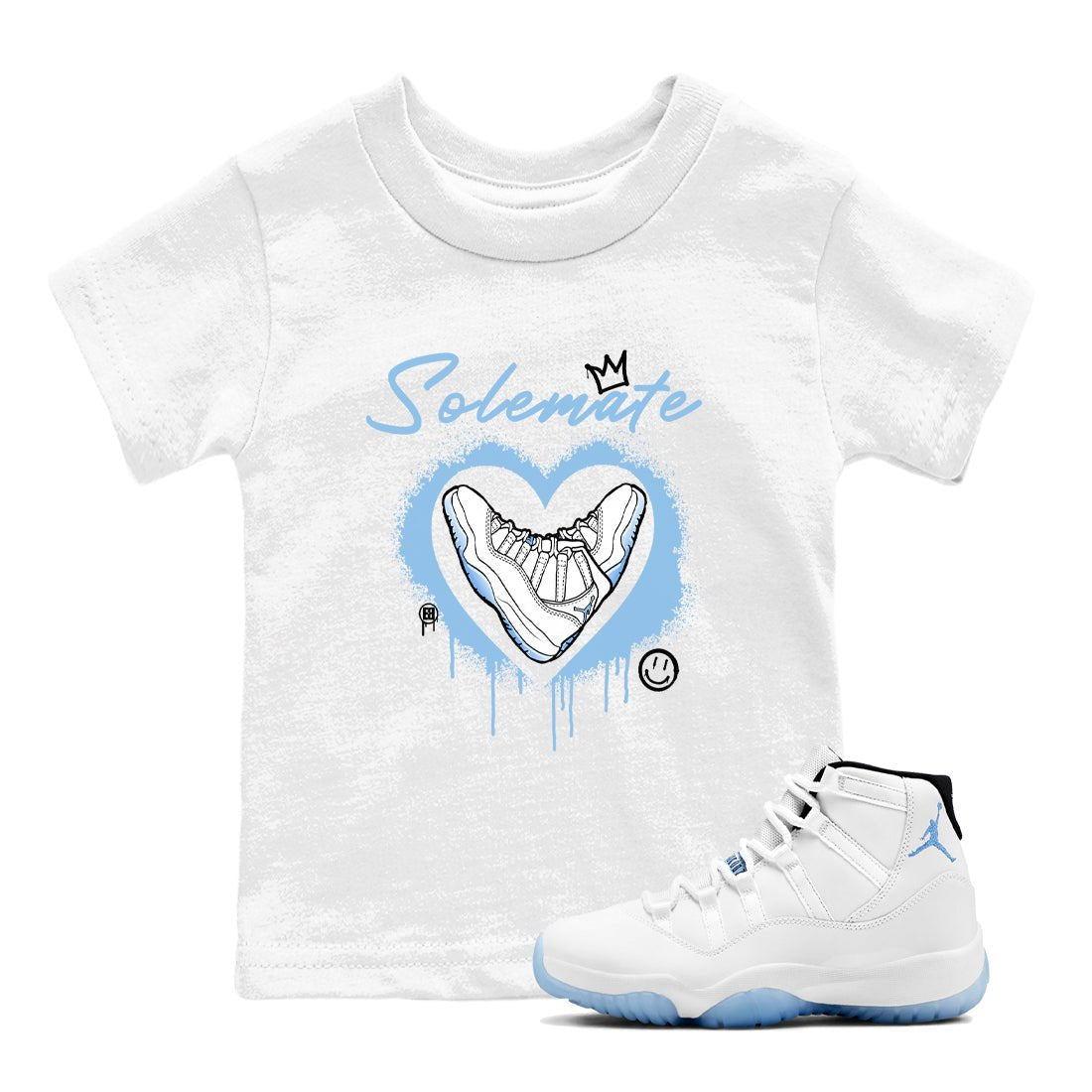 AJ11 Retro Legend Blue shirts to match jordans Solemate best t shirts to wear with jordans 11s Legend Blue match shoes to clothes SNRT Sneaker Tees Youth Baby White 1 tee