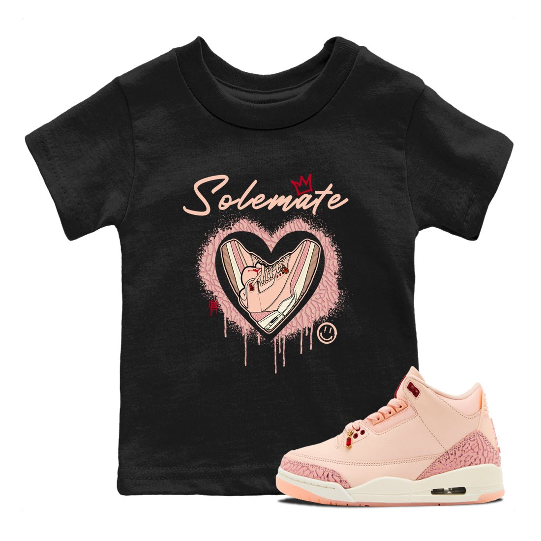Air Jordan 3 Valentine's Day Graphic shirts Solemate Valentine Gift shirts Air Jordan 3 Washed Coral best t-shirts to wear with jordans SNRT Sneaker Tees Youth Baby Black 1 tee