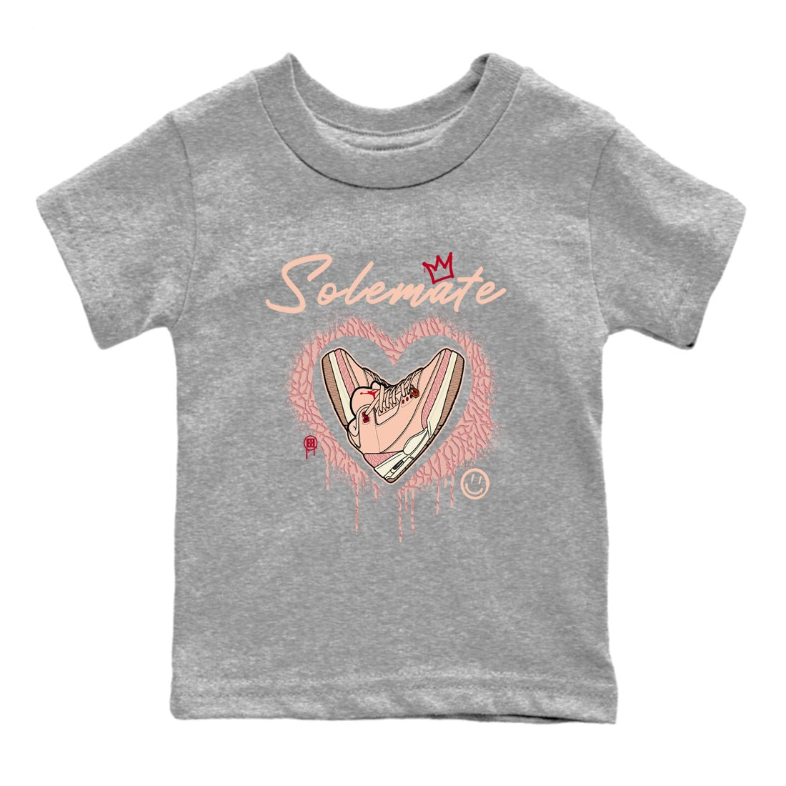 Air Jordan 3 Valentine's Day Graphic shirts Solemate Valentine Gift shirts Air Jordan 3 Washed Coral best t-shirts to wear with jordans SNRT Sneaker Tees Youth Baby Heather Grey 2 tee
