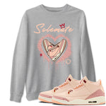 Air Jordan 3 Valentine's Day Graphic shirts Solemate Valentine Gift shirts Air Jordan 3 Washed Coral best t-shirts to wear with jordans SNRT Sneaker Tees unisex cotton Heather Grey 1 shirts