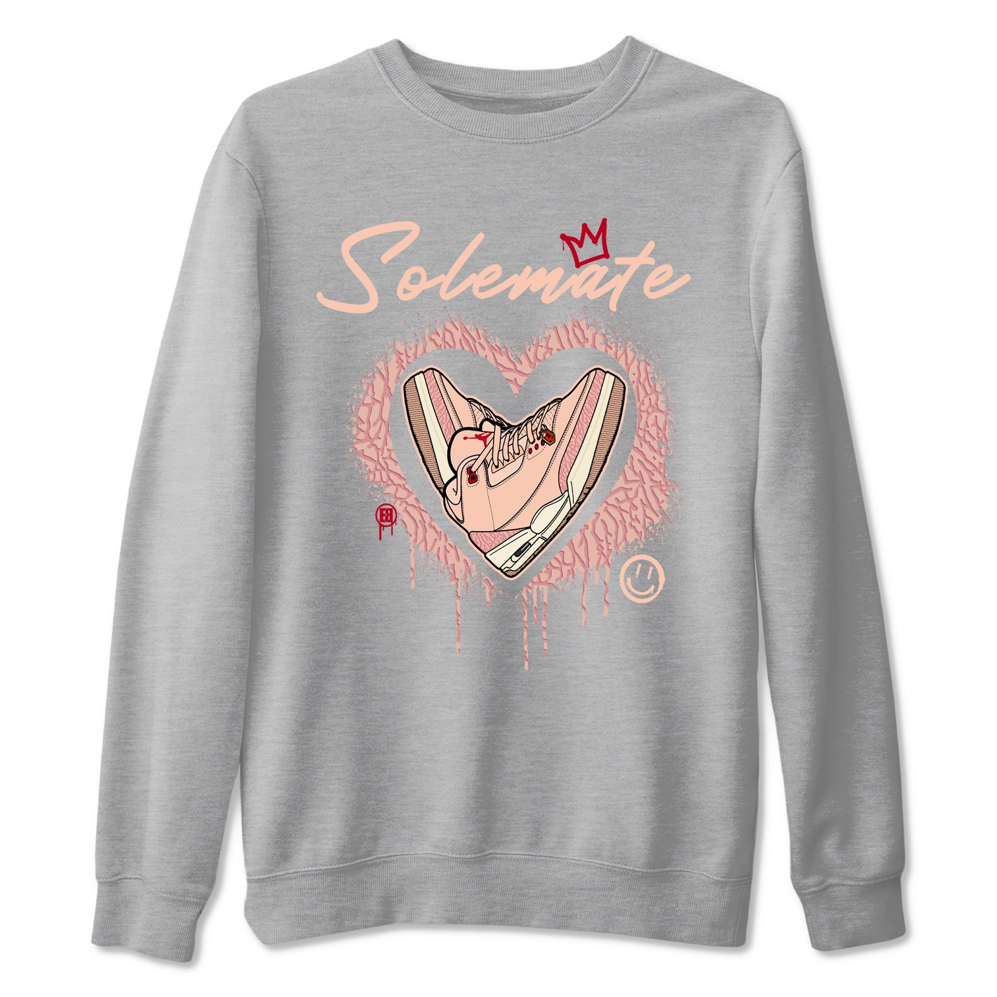 Air Jordan 3 Valentine's Day Graphic shirts Solemate Valentine Gift shirts Air Jordan 3 Washed Coral best t-shirts to wear with jordans SNRT Sneaker Tees unisex cotton Heather Grey 2 shirts