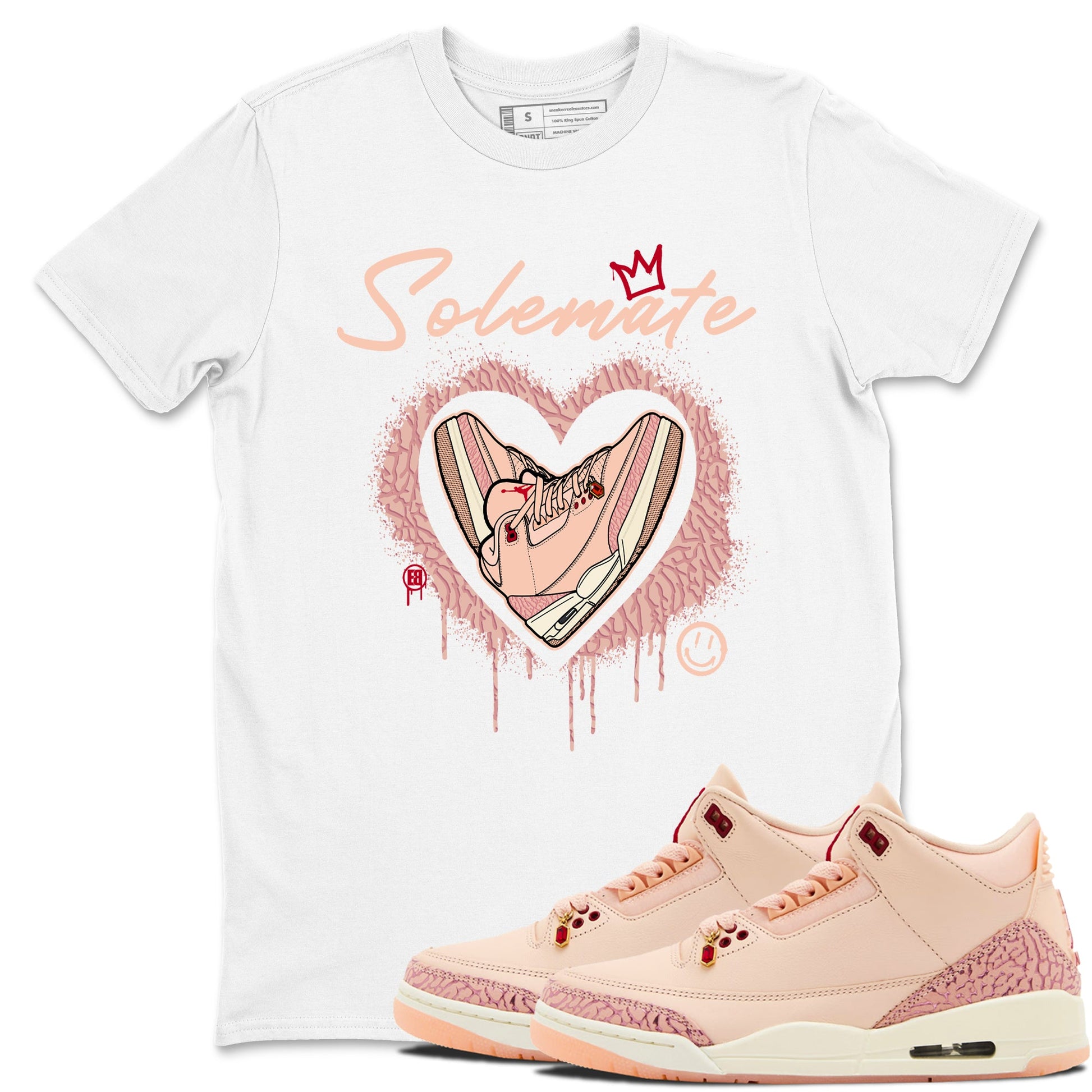 Air Jordan 3 Valentine's Day Graphic shirts Solemate Valentine Gift shirts Air Jordan 3 Washed Coral best t-shirts to wear with jordans SNRT Sneaker Tees unisex cotton White 1 shirts