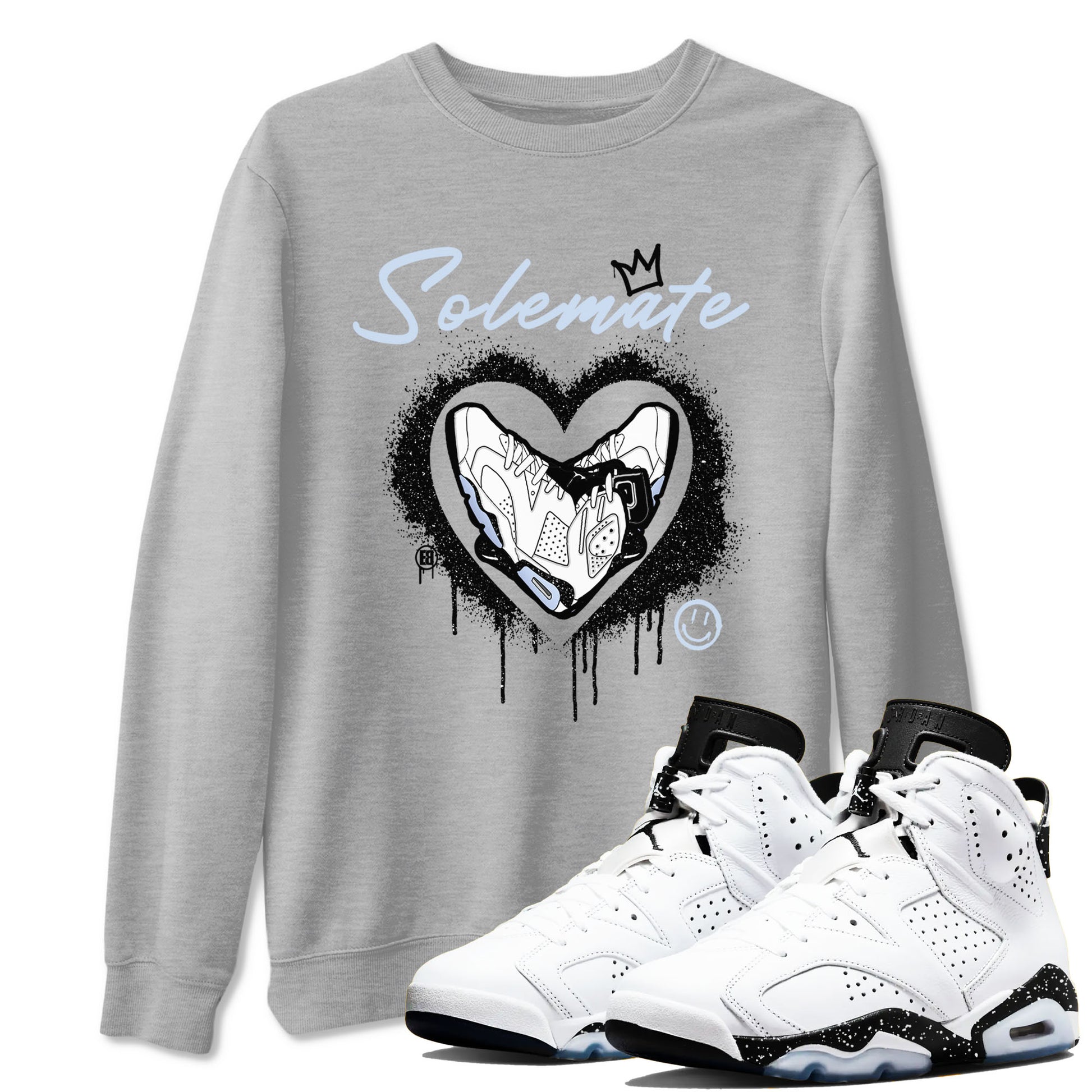 AJ6 White Black shirts to match jordans Solemate sneaker match tees Air Jordan 6 White Black SNRT Sneaker Tees streetwear brand Heather Grey 1 unisex cotton tee
