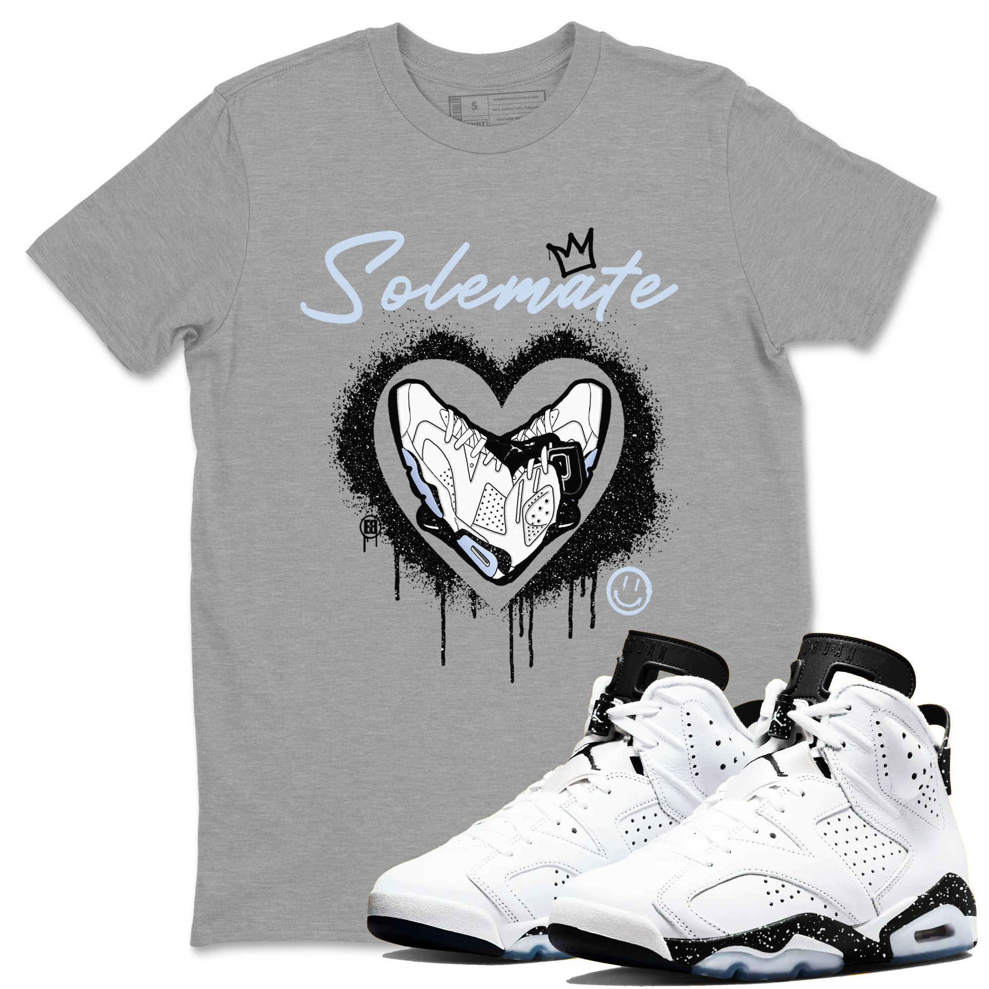 AJ6 White Black shirts to match jordans Solemate sneaker match tees Air Jordan 6 White Black SNRT Sneaker Tees streetwear brand Heather Grey 1 unisex cotton tee