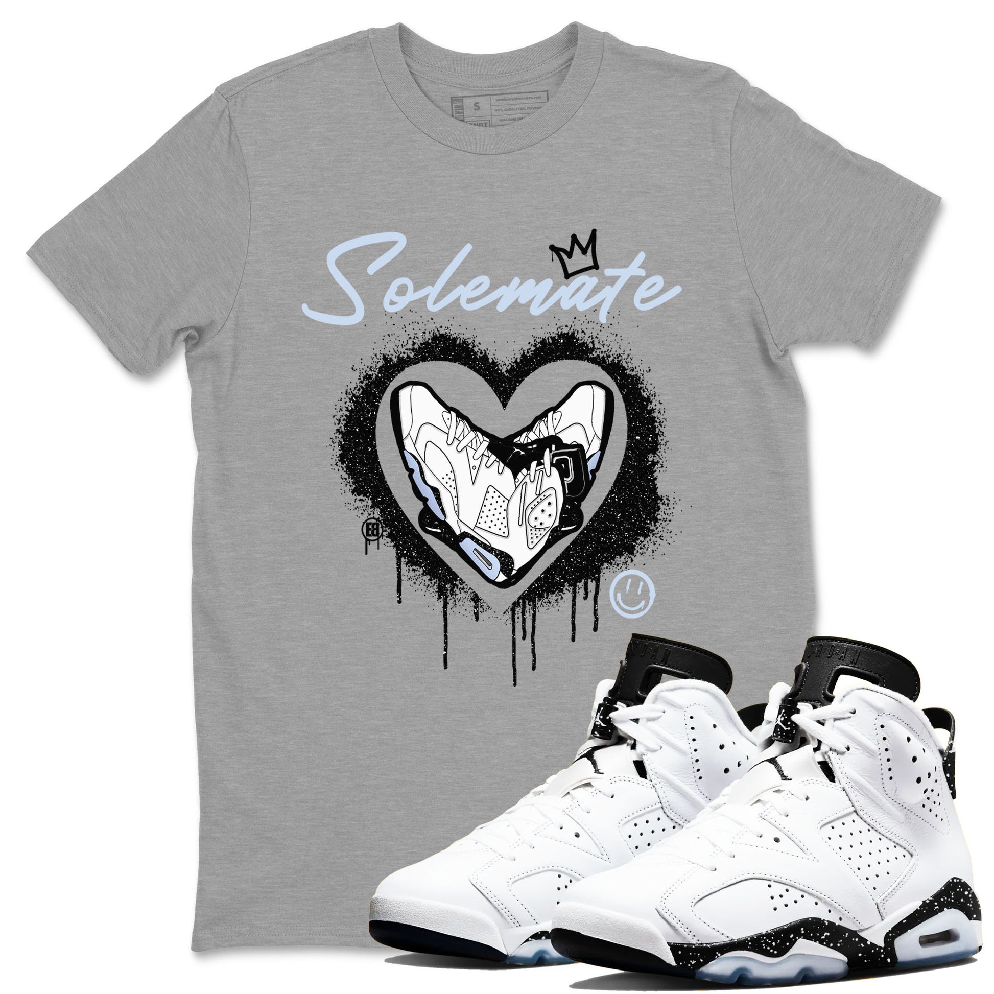 AJ6 White Black shirts to match jordans Solemate sneaker match tees Air Jordan 6 White Black SNRT Sneaker Tees streetwear brand Heather Grey 1 unisex cotton tee