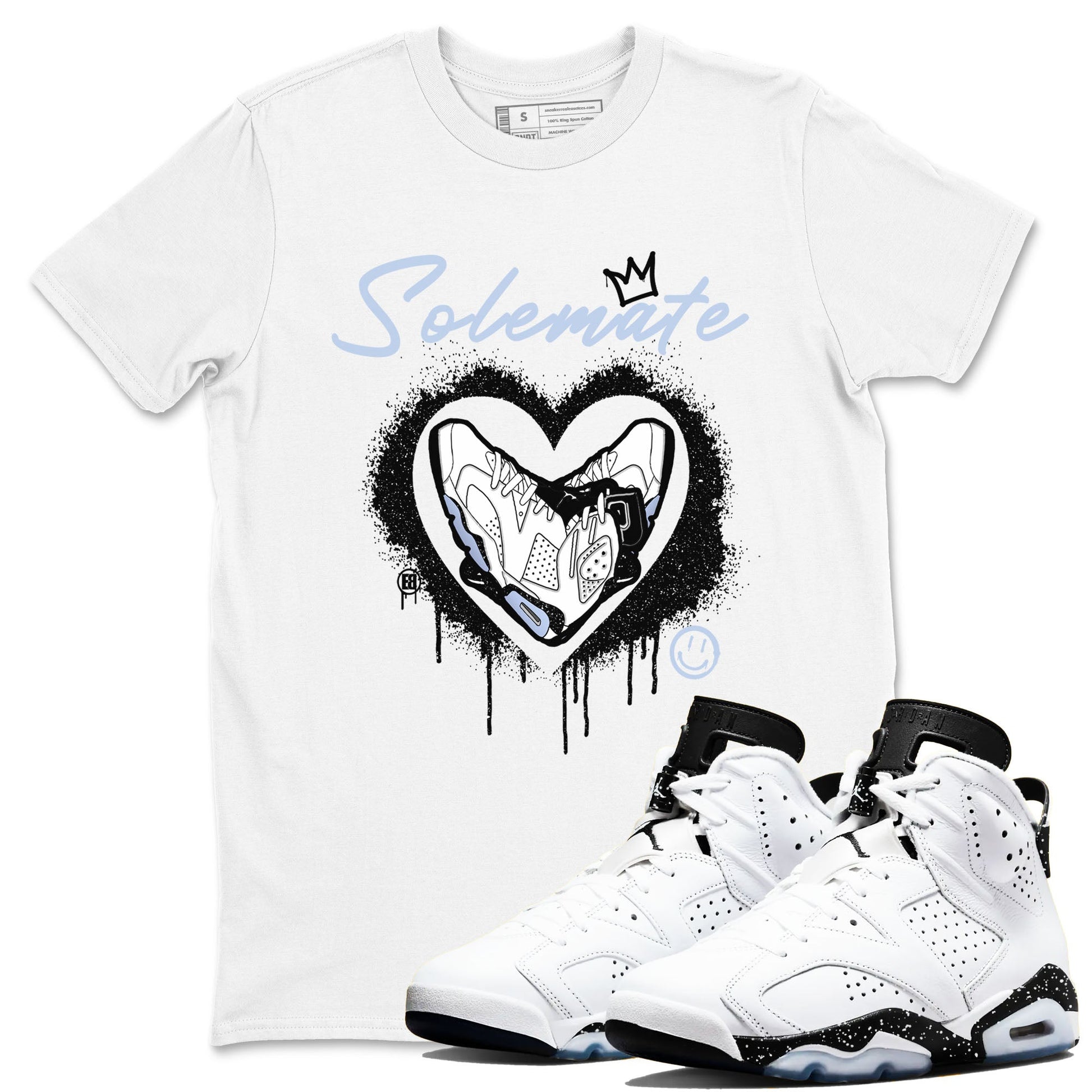 AJ6 White Black shirts to match jordans Solemate sneaker match tees Air Jordan 6 White Black SNRT Sneaker Tees streetwear brand White 1 unisex cotton tee