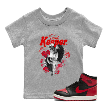 1s '85 Bred shirts to match jordans Soul Keeper best t shirts to wear with jordans AJ1 '85 Bred match shoes to clothes SNRT Sneaker Tees Youth Baby Heather Grey 1 tee