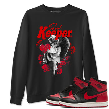 1s '85 Bred shirts to match jordans Soul Keeper best t shirts to wear with jordans AJ1 '85 Bred match shoes to clothes SNRT Sneaker Tees unisex cotton Black 1 shirts