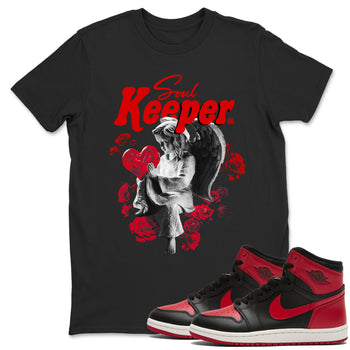 1s '85 Bred shirts to match jordans Soul Keeper best t shirts to wear with jordans AJ1 '85 Bred match shoes to clothes SNRT Sneaker Tees unisex cotton Black 1 shirts
