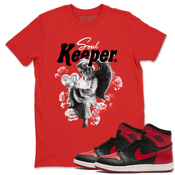 1s '85 Bred shirts to match jordans Soul Keeper best t shirts to wear with jordans AJ1 '85 Bred match shoes to clothes SNRT Sneaker Tees unisex cotton Red 1 shirts