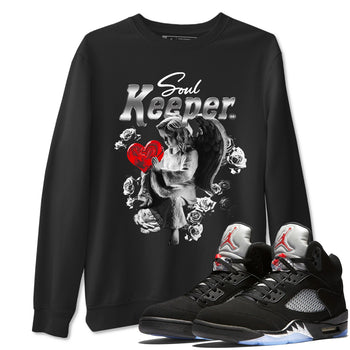 5s Black Metallic Reimagined shirts to match jordans Soul Keeper best t shirts to wear with jordans 5s Black Metallic Reimagined match shoes to clothes SNRT Sneaker Tees unisex cotton Black 1 shirts