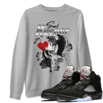 5s Black Metallic Reimagined shirts to match jordans Soul Keeper best t shirts to wear with jordans 5s Black Metallic Reimagined match shoes to clothes SNRT Sneaker Tees unisex cotton Heather Grey 1 shirts