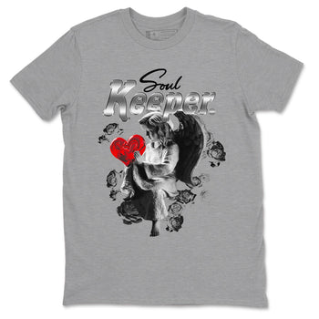 5s Black Metallic Reimagined shirts to match jordans Soul Keeper best t shirts to wear with jordans 5s Black Metallic Reimagined match shoes to clothes SNRT Sneaker Tees unisex cotton Heather Grey 2 shirts