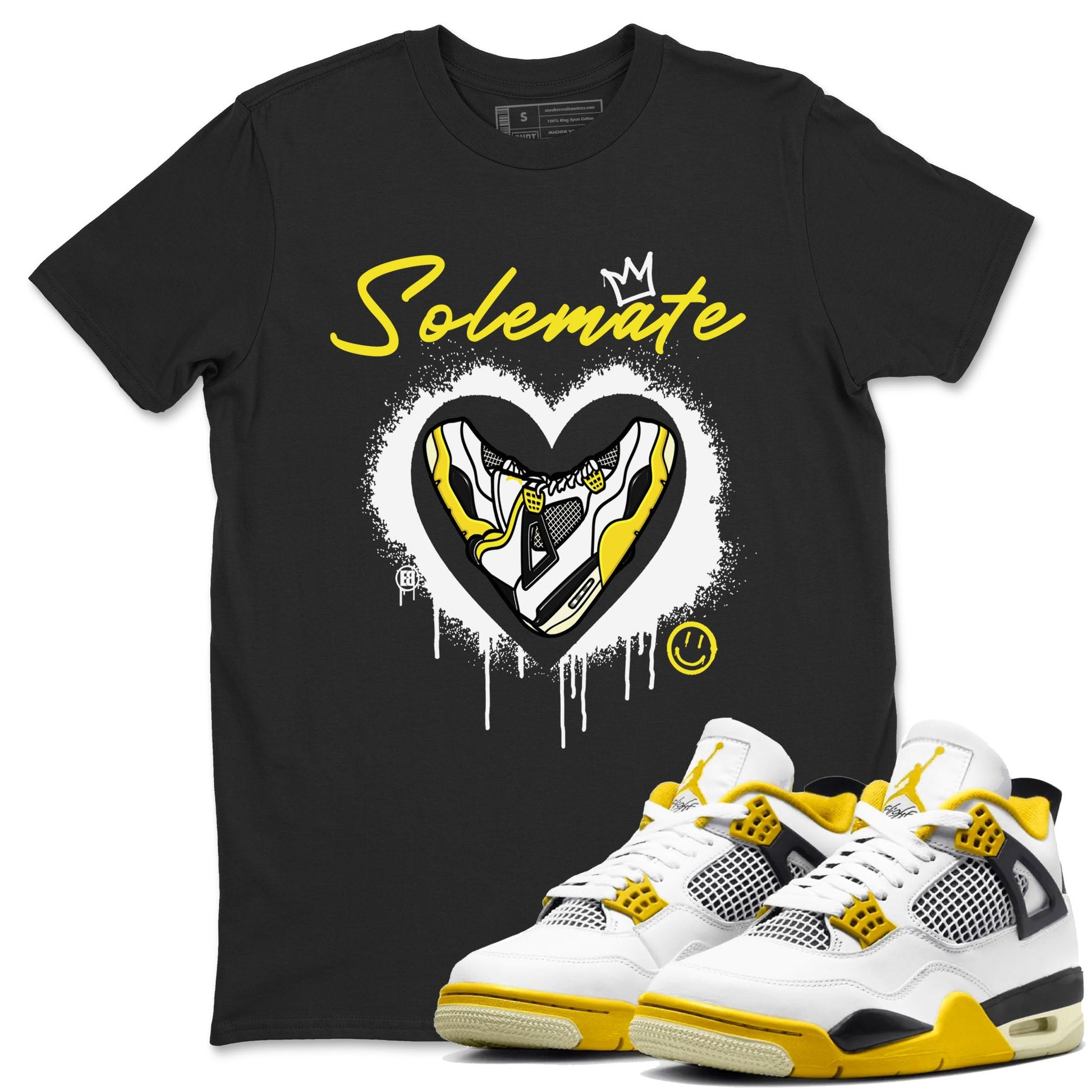 Air Jordan 4 Retro Vivid Sulfur shirt to match jordans Soulmate sneaker tees 4s Vivid Sulfur SNRT Sneaker Release Tees unisex cotton Black 1 crew neck shirt